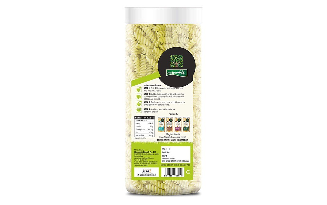 Nutra Hi Green Pea Pasta    Plastic Jar  200 grams